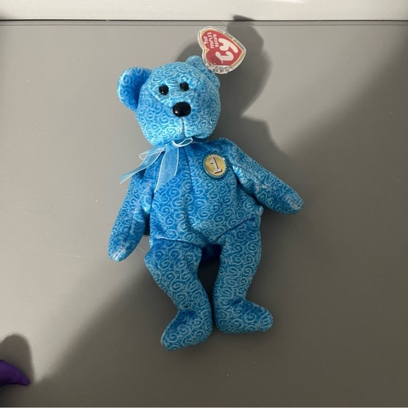 Ty Beanie Baby Retired "Classy" Blue Teddy Bear 2001 - Picture 2 of 8